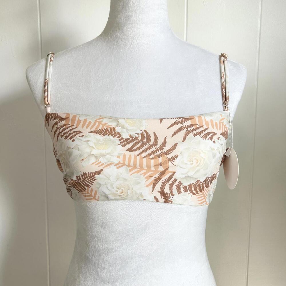 Summer Reign Hawaii Floral Fern Rose Bikini Top Swimwear Women's XL